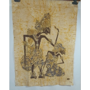 Batik doek met afbeelding Wayangpoppen, gemerkt MUR